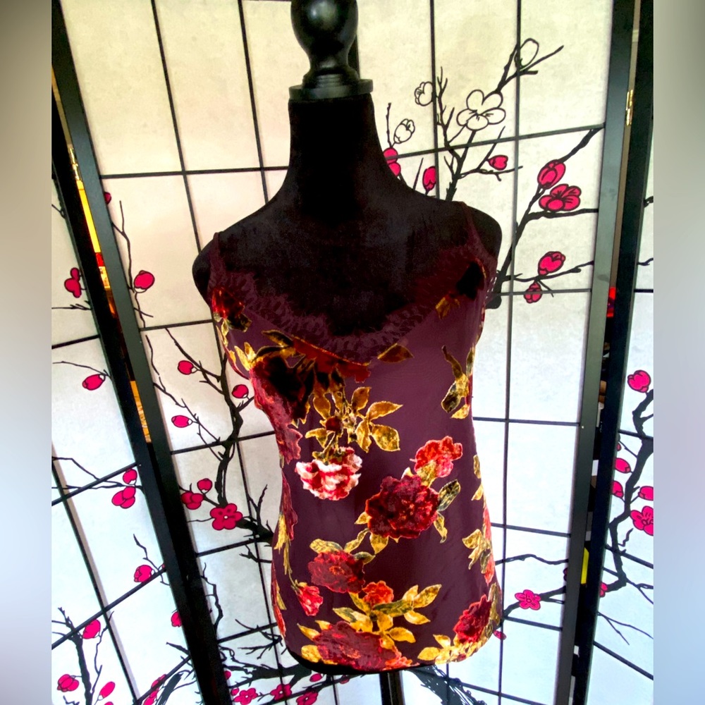 NWT Ana Lace and Velvet Floral Cami Top